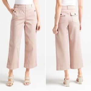 SPANX Stretch Twill Cropped Wide Leg Pant Blush Pink XL Tall